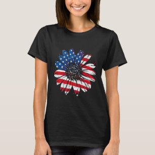 Usa American Flag Vintage Sunflower Happy 4th Of J T-Shirt