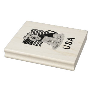USA American Flag Welsh Terrier Dog Cute Patriotic Rubber Stamp