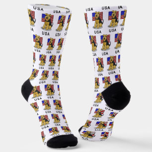 USA American Flag Welsh Terrier Dog - Cute Socks