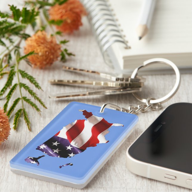 USA - American Flag Within America Key Ring (Front Right)