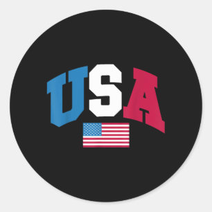USA American Flag Women Men Kids Patriotic Classic Round Sticker