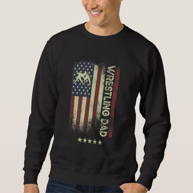 USA American Flag  Wrestling Dad 1 Sweatshirt (Front)