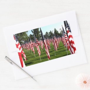 USA American Flags Memorial Rectangular Sticker