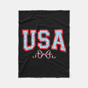 Usa American Girl Patriotic July 4th Women Boys Fleece Blanket