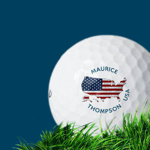 USA American Map Custom Patriotic Flag Golf Balls