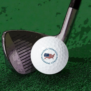 USA American Map with the Golfer's Name Golf Balls