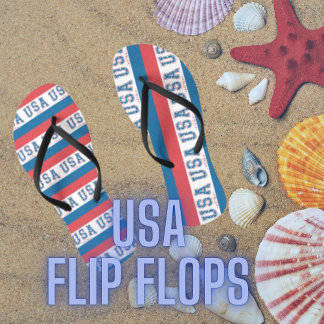 USA American Patriot Red White Blue Stars Stripes Thongs