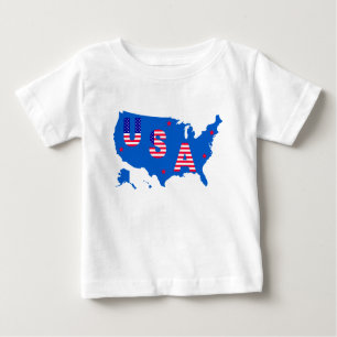 USA American Patriotic Map/ Flag Stars and Stripe Baby T-Shirt