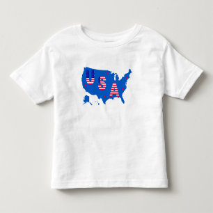 USA American Patriotic Map/ Flag Stars and Stripes Toddler T-Shirt