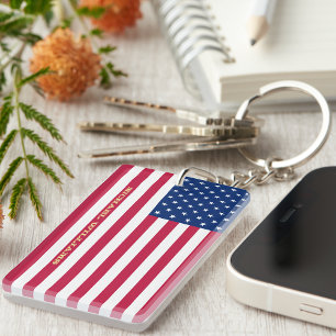 USA American Patriotic Stars Stripes Flag Keychain