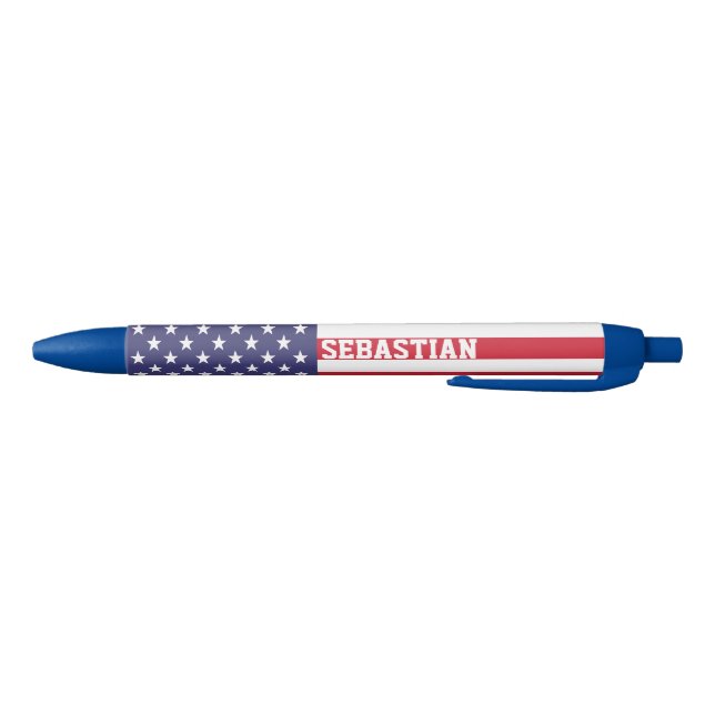 USA American Personalised Patriotic Flag Blue Ink Pen (Bottom)