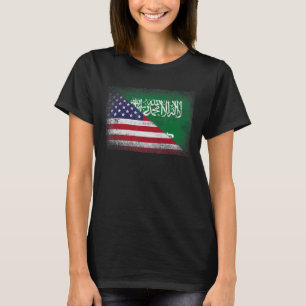 Usa American Saudi Arabia Flag Men Women Patriotic T-Shirt
