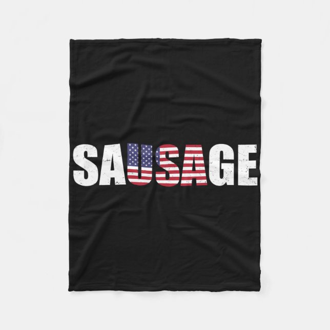 Usa American Sausage Funny  Fleece Blanket (Front)