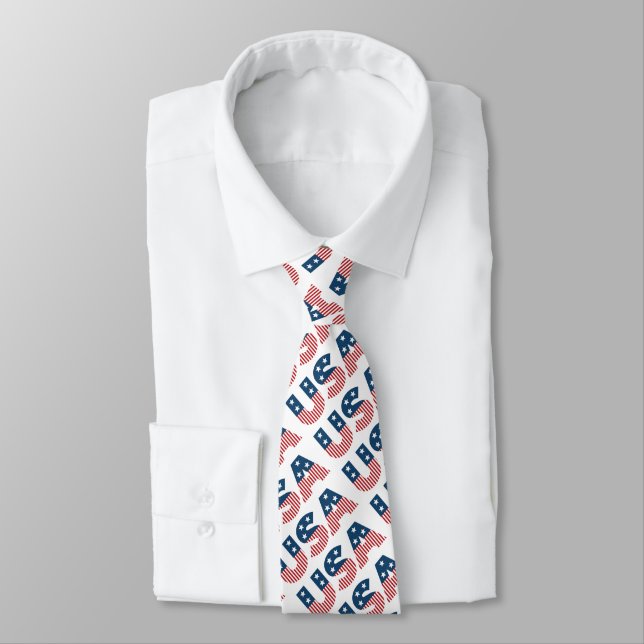 USA American Stars and Stripes Tie (Tied)