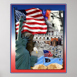USA American Symbols Poster