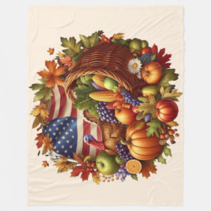 USA/American/Thanksgiving turkey wreath Fleece Blanket