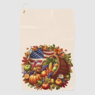 USA/American/Thanksgiving turkey wreath Golf Towel