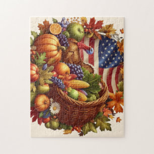 USA/American/Thanksgiving turkey wreath Jigsaw Puzzle