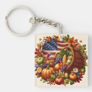 USA/American/Thanksgiving turkey wreath Key Ring
