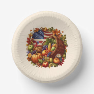 USA/American/Thanksgiving turkey wreath Paper Plate