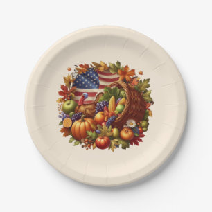 USA/American/Thanksgiving turkey wreath Paper Plate