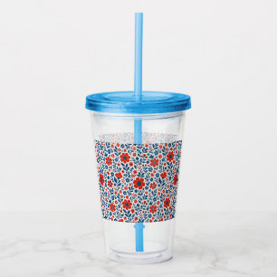 USA/American themed floral pattern Acrylic Tumbler