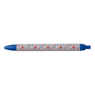 USA/American themed floral pattern Black Ink Pen
