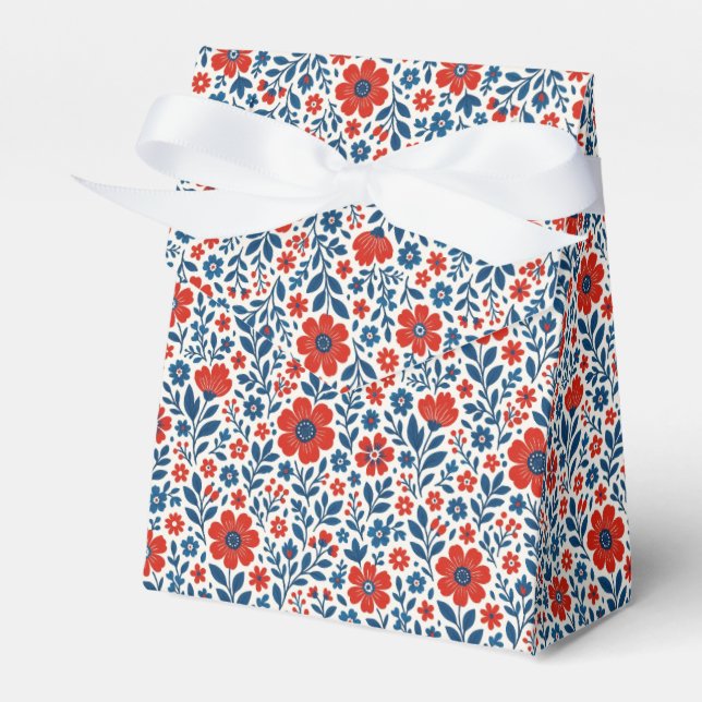 USA/American themed floral pattern Favour Box (Front Side)
