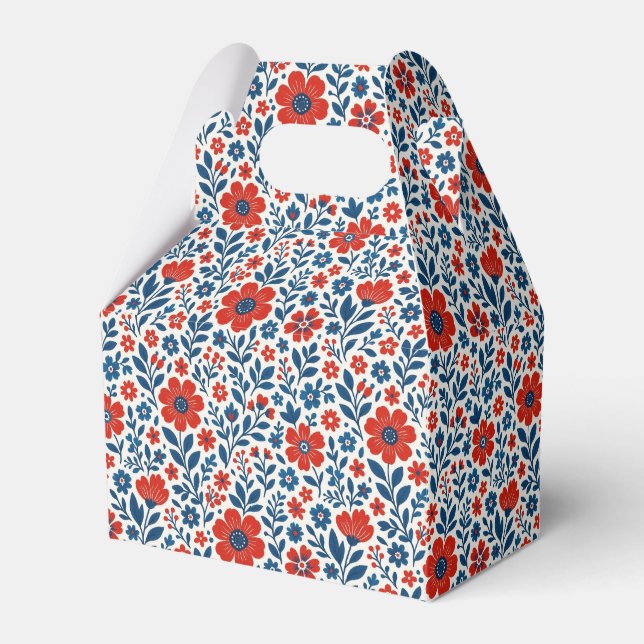 USA/American themed floral pattern Favour Box (Front Side)