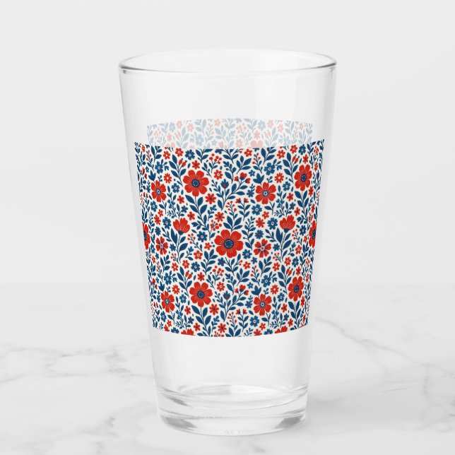 USA/American themed floral pattern Glass (Front)
