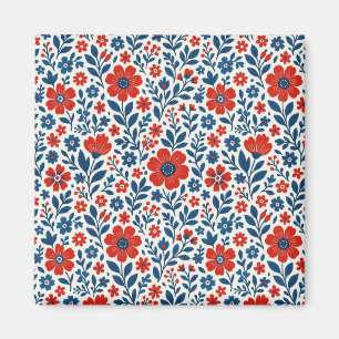 USA/American themed floral pattern Magnet