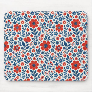 USA/American themed floral pattern Mouse Pad