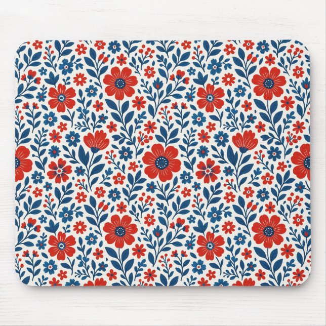 USA/American themed floral pattern Mouse Pad (Front)