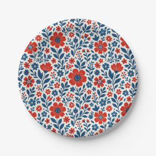 USA/American themed floral pattern Paper Plate