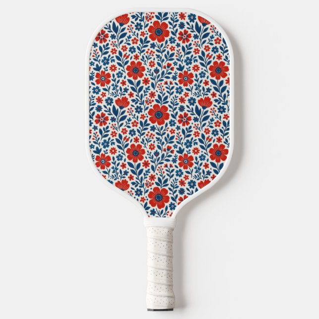USA/American themed floral pattern Pickleball Paddle (Front)
