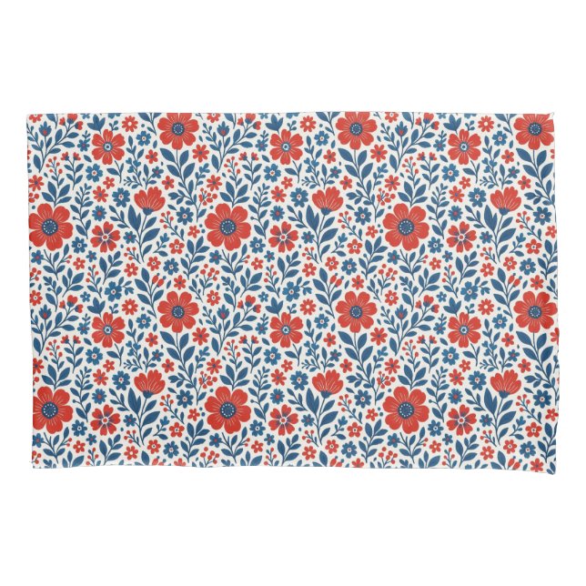 USA/American themed floral pattern Pillowcase (Front)