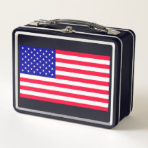 USA American US Flag Black Lunch Boxes