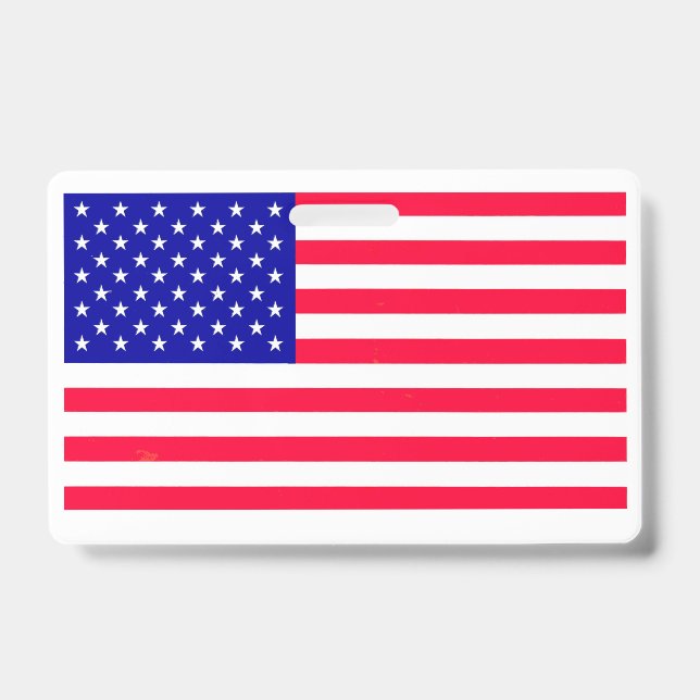 USA American US Flag Horizontal Badge ID Badge (Front)