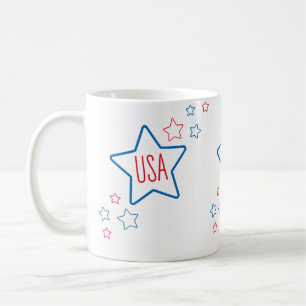 Usa Americana Fourth Of July Shooting Stars Coffee Mug