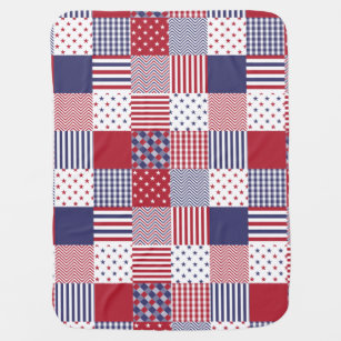 USA Americana Patchwork Red White & Blue Baby Blanket