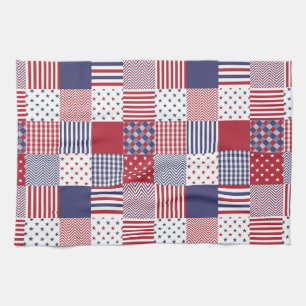 USA Americana Patchwork Red White & Blue Tea Towel