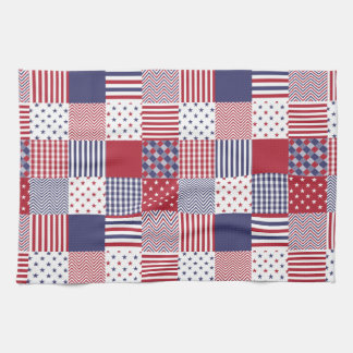 USA Americana Patchwork Red White & Blue Tea Towel