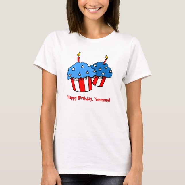 USA-An American Cupcake Birthday T-Shirt (Front)