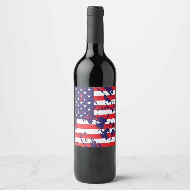 USA - An American Flag Wine Label (Front)