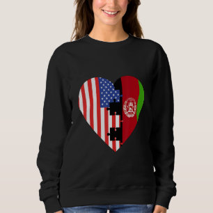 USA and Afganistan Flags Heart Sweatshirt