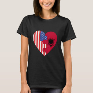 USA and Albania Flags Heart T-Shirt
