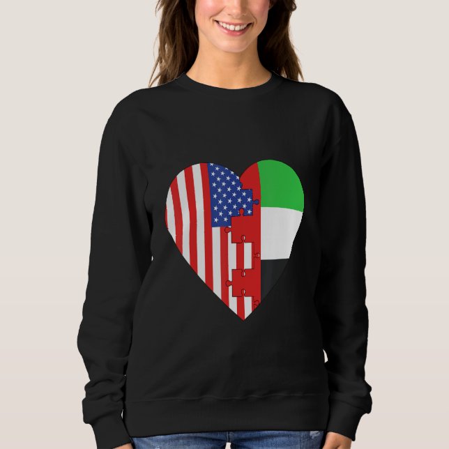 USA and Arab Emirates Flags Heart Sweatshirt (Front)