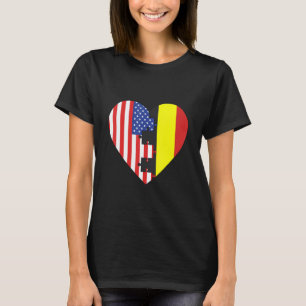 USA and Belgium Flags Heart T-Shirt