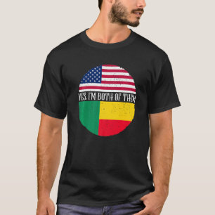 USA And Benin Vintage Flags Yes I'm Both Of Them T-Shirt