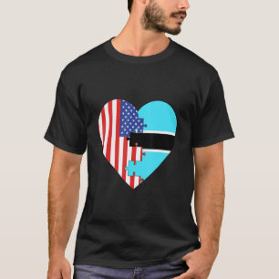 USA and Botswana Flags Heart T-Shirt